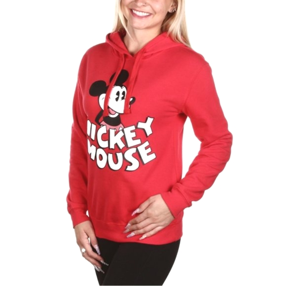 Disney Mickey Mouse Hoodie Sweatshirt Womens Long Sleeve Soft Pullover Red S L - Picture 2 of 3